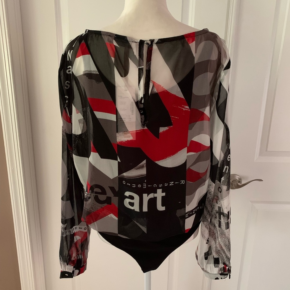 RINASCIMENTO Bodysuit with silky artistic print blouse - Picture 7 of 16